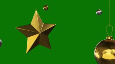 Dönen Noel Ağacı Oyuncakları Yeşil Ekranda İzole Edildi - Kutlama ve Gelenek Konsepti, Dijital Oluşturulmuş Video