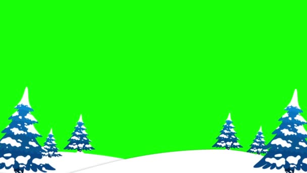 Χειμώνας Χριστούγεννα Χιόνι Και Δέντρα Φόντο Πράσινο Βίντεο Οθόνη Chroma — Αρχείο Βίντεο