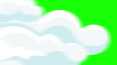 Yeşil Ekran Arkaplanında Bulut Patlaması - Chroma Key ile Karikatür Bulut Geçiş Animasyonu, 4K Video