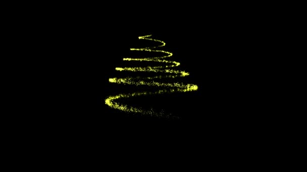 ドットの抽象的な黄色オレンジのフライングライン エネルギッシュな魔法の明るいスピリッツの明るい粒子 クリスマスの新年の木を形作る — ストック動画