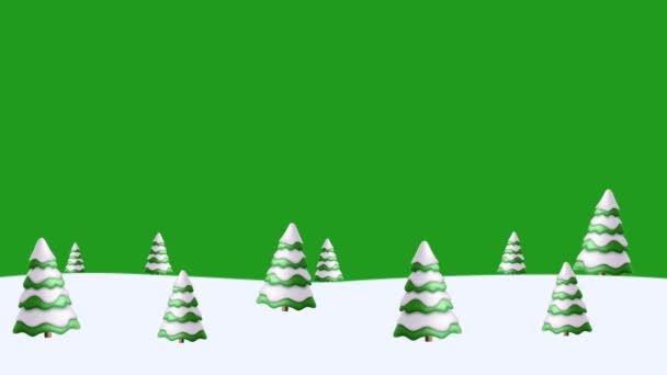 Zima Christmas Snow Trees Tle Zielony Ekran Wideo Kluczem Chroma — Wideo stockowe