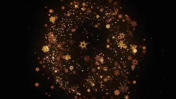 Altın Parıltı Noel Sihirli Işık Parçacık Kuyruğu Hattı Kar Parlayan — Stok video