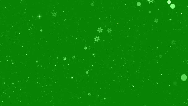 Falling Snow Overlay Green Background Winter Animation Chroma Key Resolution — Stock Video