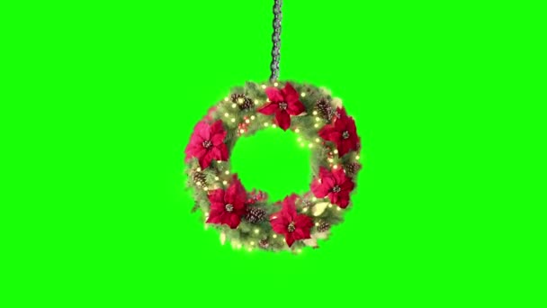 Nový Rok Vánoční Věnec Větvemi Stromů Jasná Světla Bezproblémová Animace — Stock video