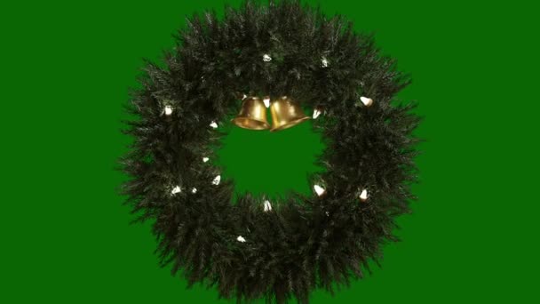 New Year Holiday Wreath Tree Branches Bright Lights Seamless Animation — Stock Video