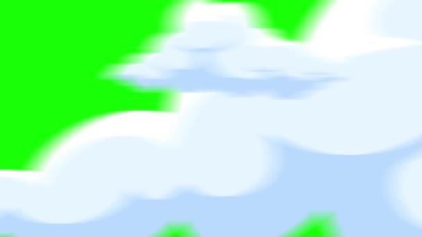 Eksplozja Chmurze Kreskówek Zielonym Tle Ekranu Animacja Chmurze Kreskówek Kluczem — Wideo stockowe