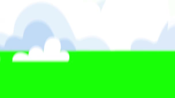 Cartoon Cloud Explosion Green Screen Background Мультфильм Переход Облака Анимация — стоковое видео
