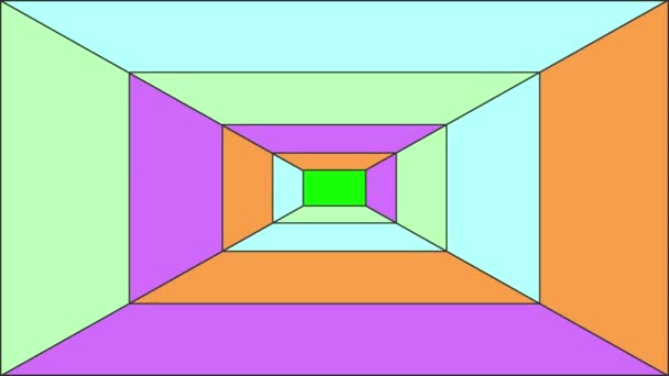 Abstraktní Barevný Přechod Tunelu Čtverci Pozadí Zelené Obrazovky — Stock video