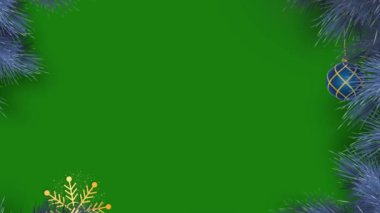 Yeşil Arkaplanda Noel Balosu ve Çam Ağacı Çerçevesi - Animasyon Noel Çerçevesi