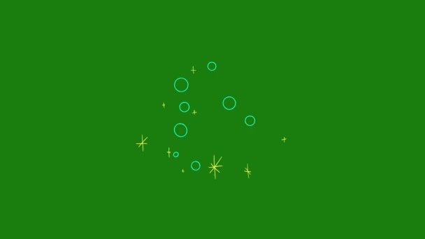 手绘闪耀的星辰 动画卡通白色闪烁着涂鸦风格的绿色屏幕背景 阿尔法频道给录象用的环状贴纸宇宙闪耀尘埃的云彩 — 图库视频影像