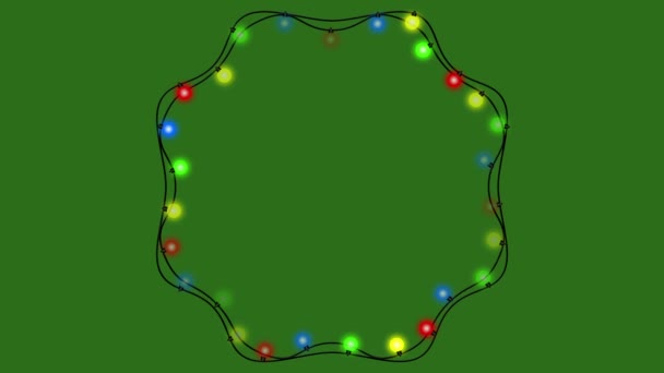 String Bunte Glühbirnen Auf Grünem Bildschirm Looping Christmas Holiday Themed — Stockvideo