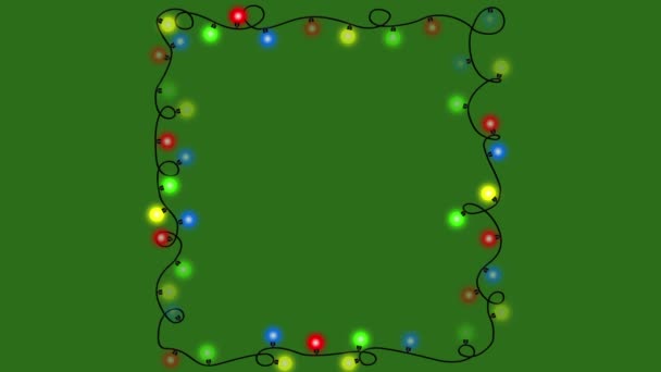 String Colorful Light Bulbs Green Screen Looping Christmas Holiday Themed — Stock Video