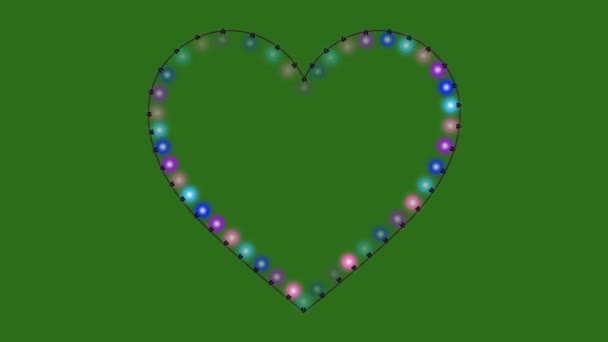 Рядок Барвистих Лампочок Зеленому Екрані Петля Різдвяний Різдвяний Шаблон Рамки — стокове відео