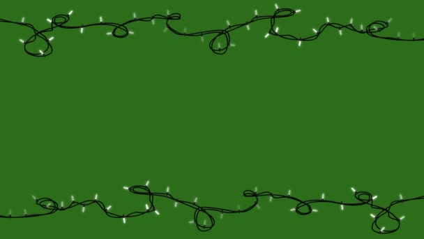 String Bunte Glühbirnen Auf Grünem Bildschirm Looping Christmas Holiday Themed — Stockvideo