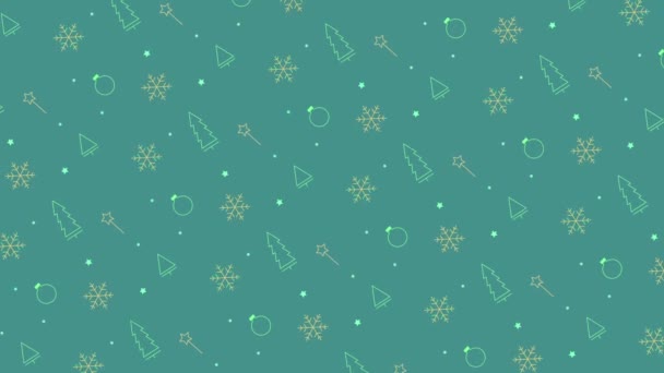 Christmas Pattern Background Festliche Rote Und Weiße Schneeflocke Und Zuckerstangen — Stockvideo