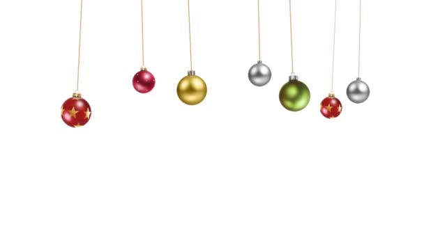 お祝いの新年背景の光沢のあるクリスマスボールフレーム 4Kのエレガントな休日の装飾 — ストック動画