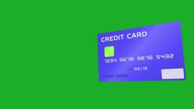 Kredi Kartı 3D Animasyon Yeşil Ekran 4K - Modern Bankacılık Konsepti, Banka Kartı 3D Yapılandırma Canlandırması.