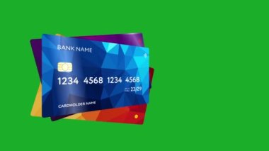 Kredi Kartı 3D Animasyon Yeşil Ekran 4K - Modern Bankacılık Konsepti, Banka Kartı 3D Yapılandırma Canlandırması.