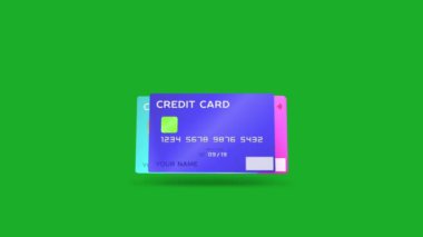 Kredi Kartı 3D Animasyon Yeşil Ekran 4K - Modern Bankacılık Konsepti, Banka Kartı 3D Yapılandırma Canlandırması.