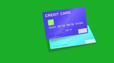 Kredi Kartı 3D Animasyon Yeşil Ekran 4K - Modern Bankacılık Konsepti, Banka Kartı 3D Yapılandırma Canlandırması.