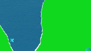 Yeşil Arkaplanda Kağıt Dönüşümü - Kağıt Sayfasının Durdurma Hareketi Metin Yerleşimi ve Boşluk Boşluğu İçin Dönüşüyor. Yeşil Ekranda 4K Canlandırma