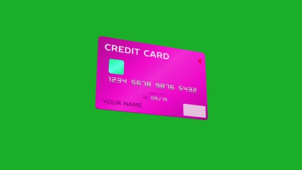 Cartão Crédito Animação Tela Verde Conceito Bancário Moderno Cartão Débito — Vídeo de Stock