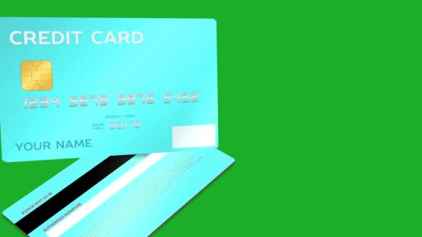 Credit Card Animatie Groen Scherm Modern Banking Concept Debit Atm — Stockvideo