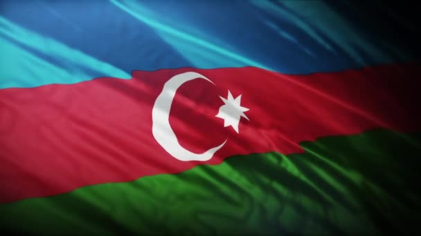 Крупный План Азербайджанского Флага Размахивание Флагом Детализированной Текстурой Ткани Seamless — стоковое видео