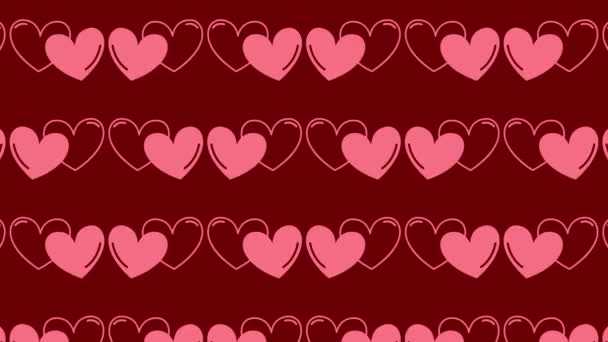 Візерунки Серця Безшовній Петлі Руху Динамічний Барвистий Серцевий Фон Захоплюючих — стокове відео