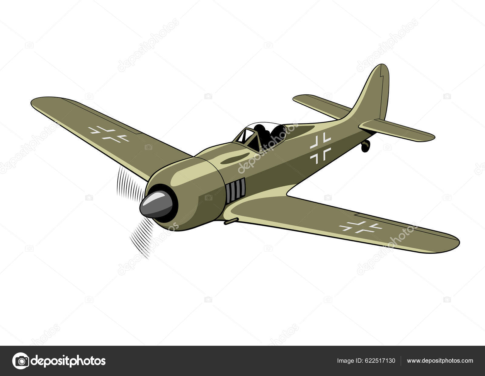 Avión Combate 190 1944 Aviones Segunda Guerra Mundial Avión Vintage Vector  de stock #622517130 de ©Yuralsart, image size:1600x1243