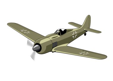 Savaş uçağı FW 190 (1944). İkinci Dünya Savaşı uçağı. Antika uçak. Vektör ortamı beyazda izole edildi.