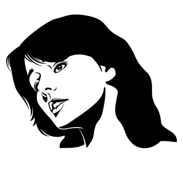 Női Arc Sziluett Fekete Fehér Stencil Portré Vektorelőfizető — Stock Vector