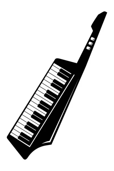 Keytar Icona Dello Strumento Musicale Clipart Vettoriale Contorno Isolato Bianco — Vettoriale Stock