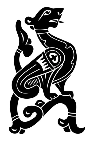 Flügelhund Silhouette Antikes Folk Fruchtbarkeitssymbol Vektor Cliparts Isoliert Auf Weiß — Stockvektor