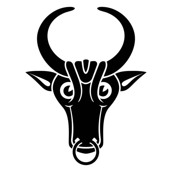 Capo Del Bull Bison Buffalo Simbolo Folk Silhouette Clipart Vettoriale — Vettoriale Stock