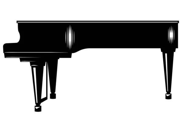 Pianoforte Silhouette Dello Strumento Musicale Clipart Vettoriale Contorno Isolato Bianco — Vettoriale Stock