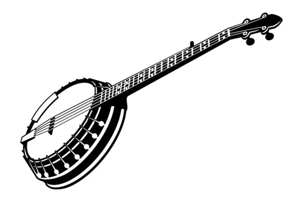 Banjo Ícone Instrumento Musical Clipart Vetorial Isolado Branco — Vetor de Stock