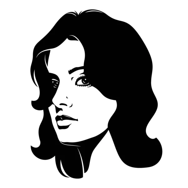 Silhouette Visage Femme Portrait Fille Noir Blanc Clipart Vectorielle Isolée — Image vectorielle