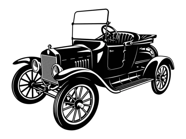 20 'li yılların Retro Car Cabriolet' i. Vektör silueti beyaz üzerine izole edildi.