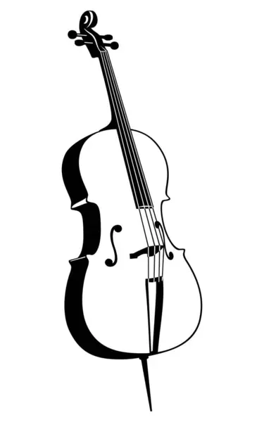 Duble Bass. Müzik aleti simgesi. Taslak vektör clipart beyaz üzerinde izole.