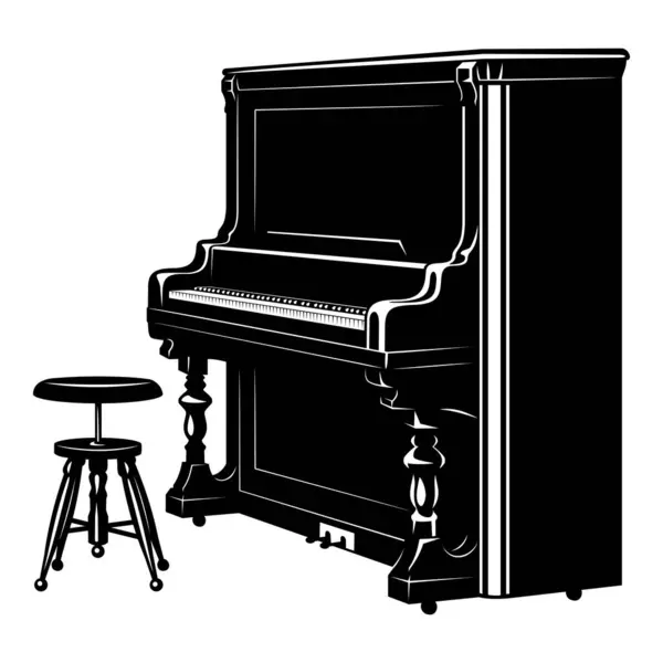 Retro Piyano. Müzik aleti silueti. Vektör ortamı beyazda izole edildi.