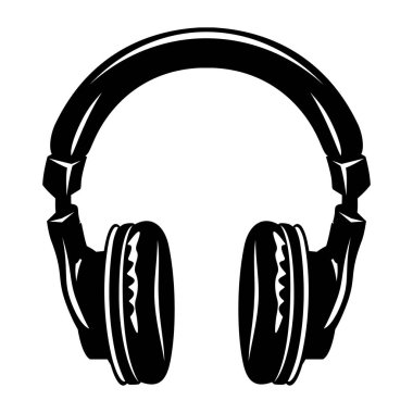 Kulaklıklar siluet. Ses ekipmanları. Vektör ortamı beyazda izole edildi.
