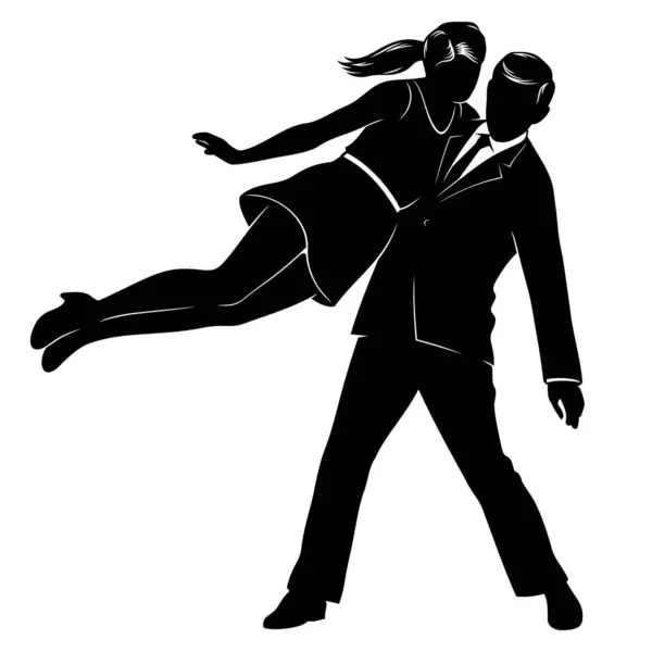 Swing Dansçıları Çifti. Beyaz üzerine izole vektör klipleri.