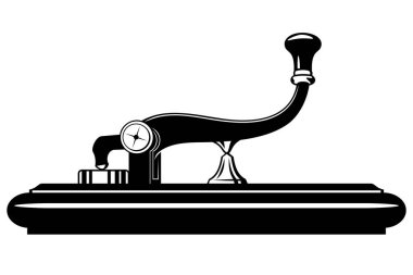 Telgraf anahtarı. Siyah ve beyaz vektör iklimi beyaz üzerinde izole.