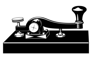 Klasik Telegraph Key. Siyah ve beyaz vektör iklimi beyaz üzerinde izole.