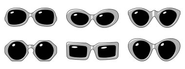 Klasik Kadın Güneş Gözlüğü. Beyaz üzerine izole vektör klipleri.