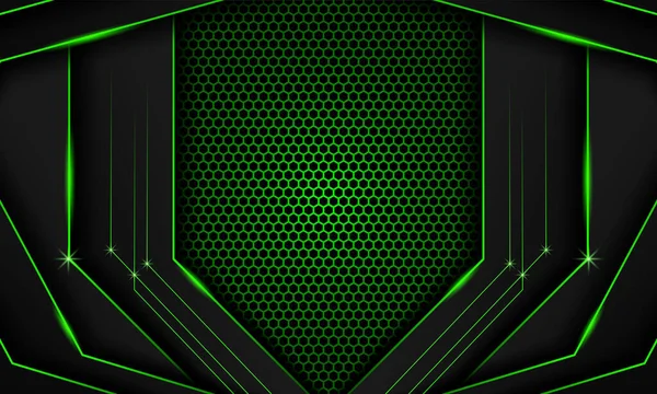 Abstrait Fond Jeu Futuriste Vert Foncé Avec Motif Hexagonal Fond — Image vectorielle