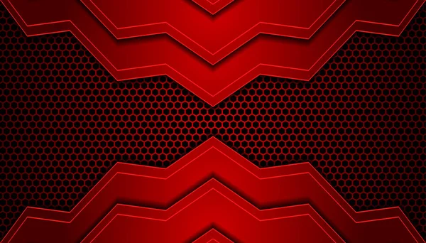 Fond Jeu Futuriste Rouge Foncé Abstrait Avec Motif Hexagonal Fond — Image vectorielle