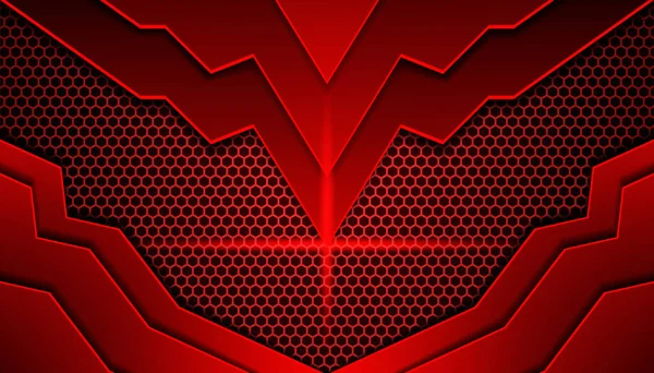 Fond Jeu Futuriste Rouge Foncé Abstrait Avec Motif Hexagonal Fond — Image vectorielle