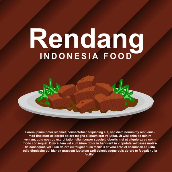 Rendang Padang Sumatra Endonezya Kaynaklı Endonezya Gıda Rendang Vektör Tasarımı — Stok Vektör